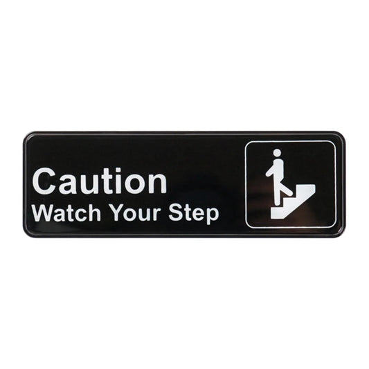Winco SGN-326 "Caution Watch Your Step" Information Sign, 3" x 9"