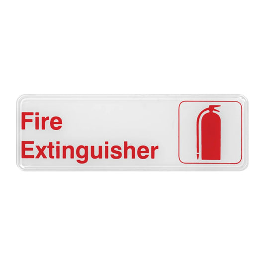 Winco SGN-382W "Fire Extinguisher" Information Sign, White 3" x 9"