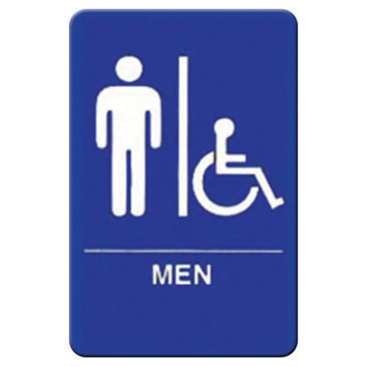 Winco SGN-652B "Men/Accessible" Information Sign, Blue 6" x 9"