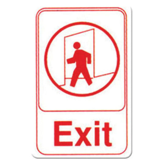 Winco SGN-681W "Exit" Information Sign, White 6" x 9"