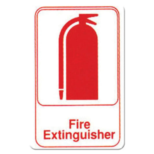 Winco SGN-682W "Fire Extinguisher" Information Sign, White 6" x 9"