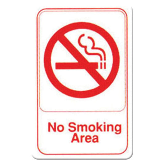 Winco SGN-684W "No Smoking Area" Information Sign, White 6" x 9"