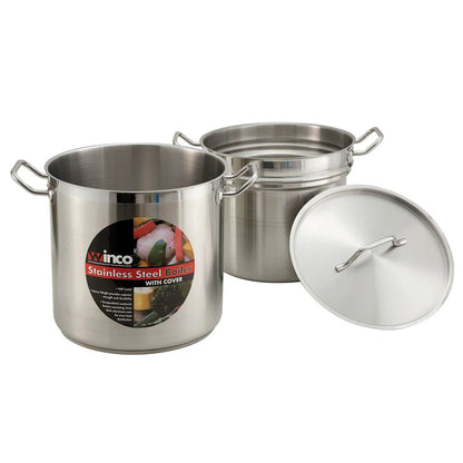 Winco SSDB-20 20 Qt. Stainless Steel Double Boiler with Cover