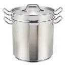 Winco SSDB-8 8 Qt. Stainless Steel Double Boiler with Cover