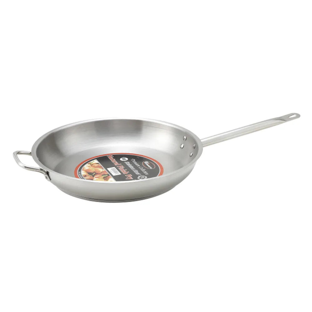Winco SSFP-12 12-1/2" Stainless Steel Induction Ready Fry Pan with Helper Handle