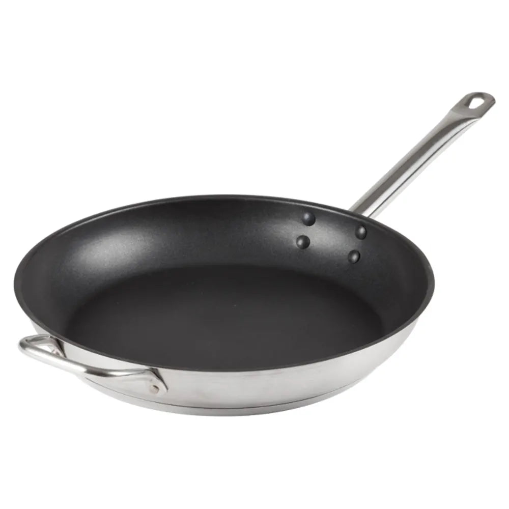 Winco SSFP-12NS Stainless Steel 12-1/2" Non-Stick Induction Ready Fry Pan with Helper Handle