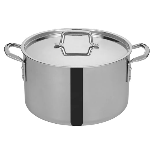 Winco TGSP-16 Stainless Steel 16 Quart Tri-Gen Tri-Ply Induction Ready Stock Pot with Cover