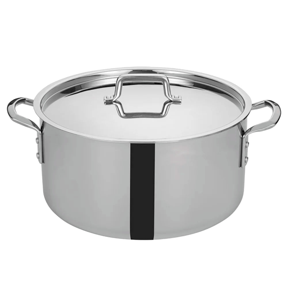 Winco TGSP-20 Stainless Steel 20 Qt. Tri-Gen Tri-Ply Induction Ready Stock Pot with Cover