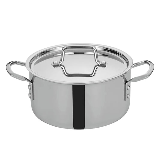 Winco TGSP-4 Stainless Steel 4-1/2 Quart Tri-Gen Tri-Ply Induction Ready Stock Pot with Cover