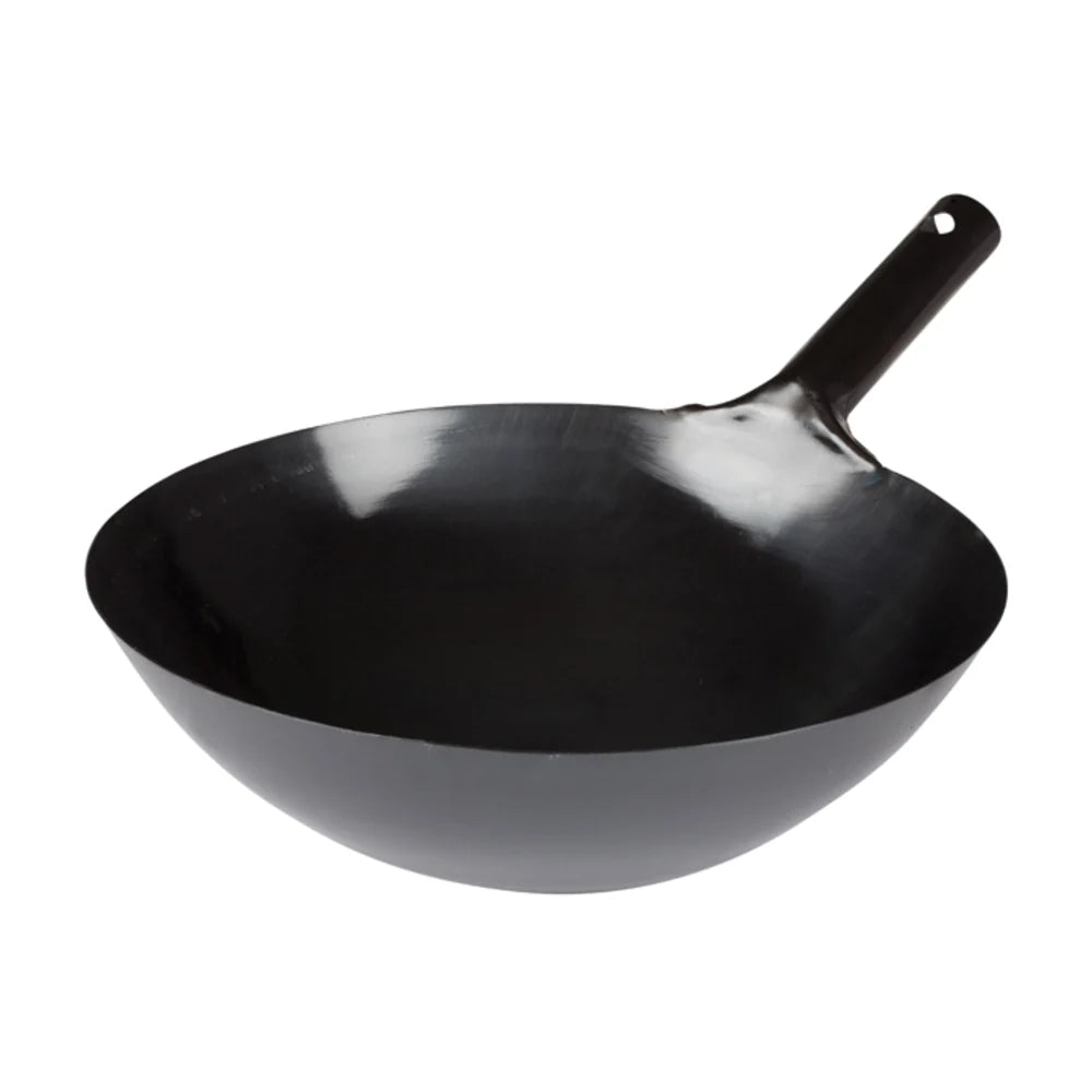 Winco WOK-34 14" Carbon Steel Japanese Style Wok with Welded Handle