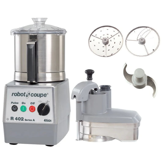 Robot Coupe R402 2-Speed Combination Food Processor with 4.5 Qt. Stainless Steel Bowl, Continuous Feed & 2 Discs