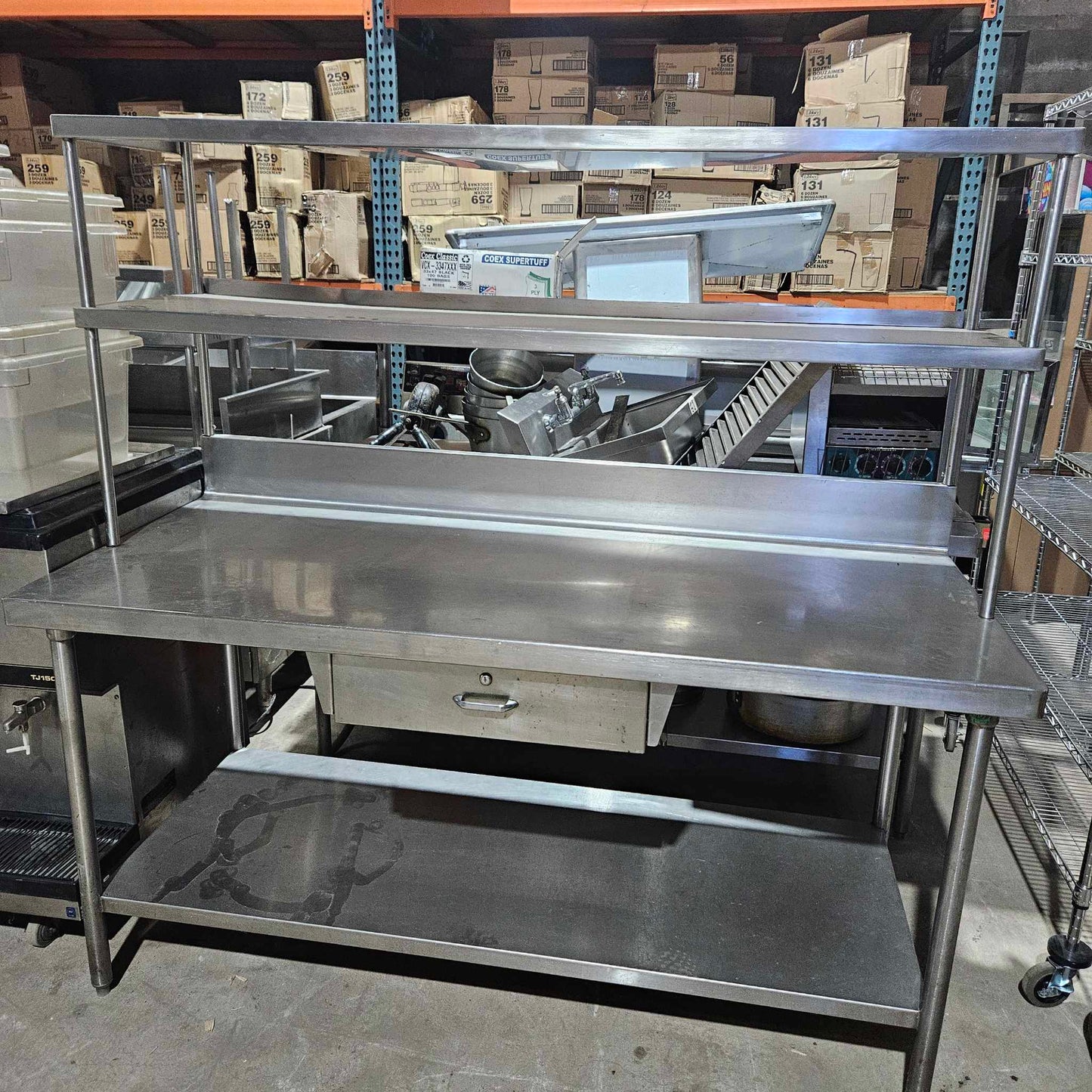 [USED] 72" Stainless Steel Worktop Table w/ Drawer & Double Over Shelf