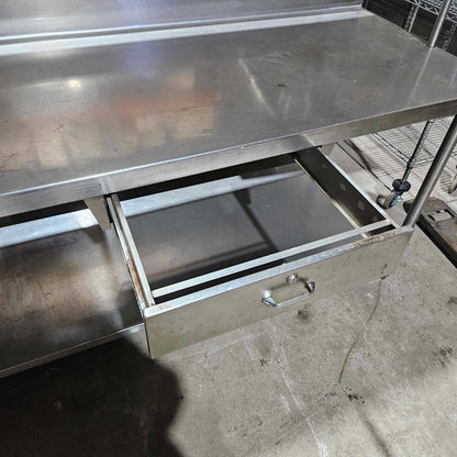 [USED] 72" Stainless Steel Worktop Table w/ Drawer & Double Over Shelf