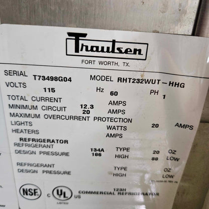 [USED] Traulsen RHT232WUT-HHS 58" W Half Door Two Section Reach In Refrigerator