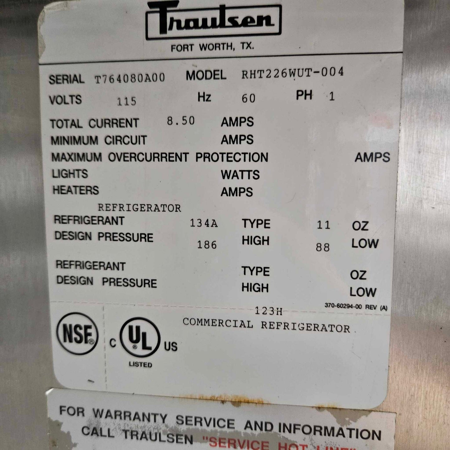 [USED] Traulsen RHT226WUT-004 58" Two Section Reach In Refrigerator