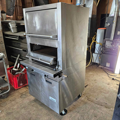 [USED] Garland M60XS Natural Gas Upright Ceramic Broiler w/ Cabinet Base & Finishing Oven