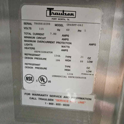 [USED] Traulsen UR48HT-062 48" Half Door Two Section Reach-In Refrigerator