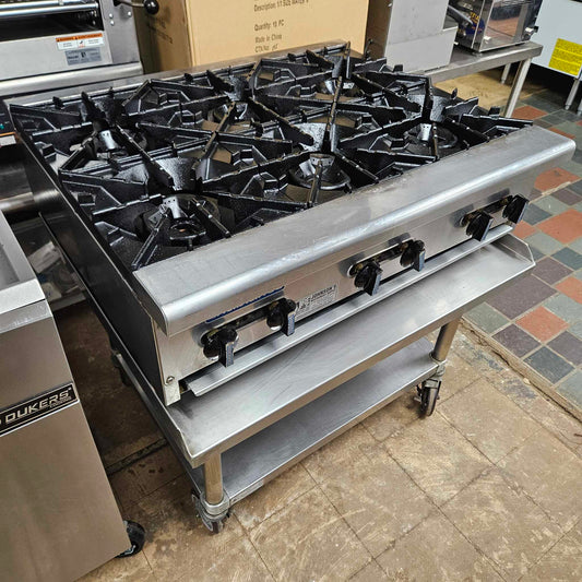 [USED] Turbo Air TAHP-36-3 Radiance 36" Natural Gas 6 Burner Hotplate w/ Equipment Stand