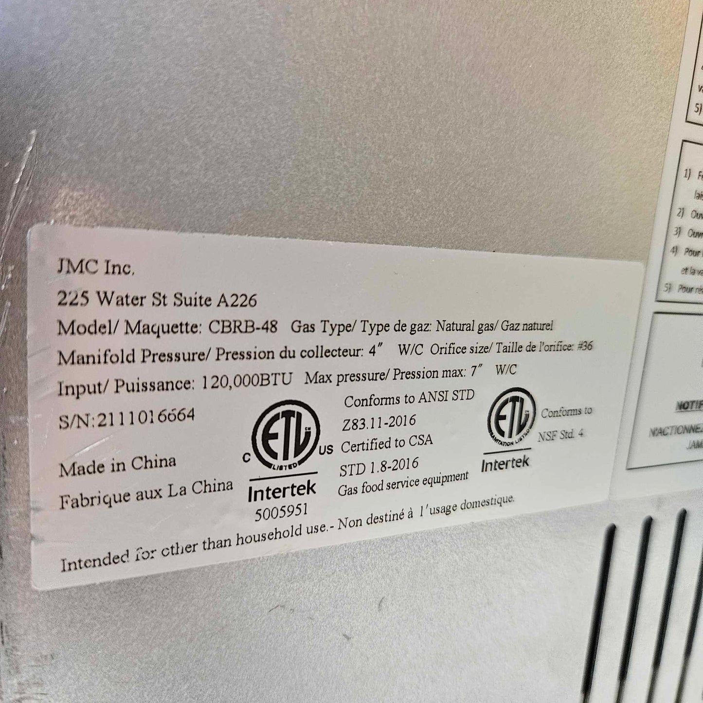 Copper Beech CBRB-48 48" Natural Gas Radiant Charbroiler [OPEN-BOX]