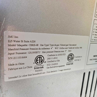 Copper Beech CBRB-48 48" Natural Gas Radiant Charbroiler [OPEN-BOX]