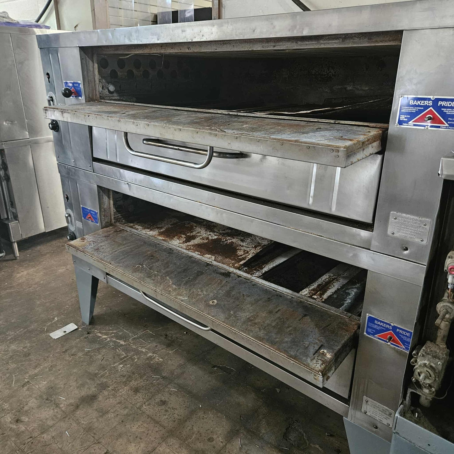 [USED] Bakers Pride Y-602 Double Deck Natural Gas Pizza Deck Ovens (Stones Included)