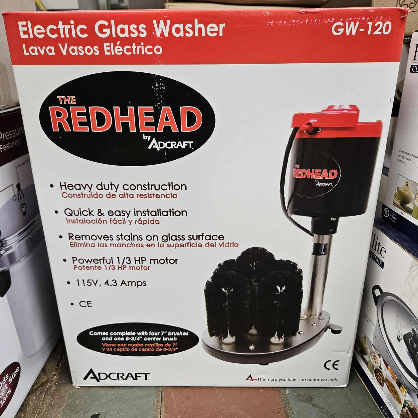 Admiral Craft Redhead GW-120 Upright Non-Submersible Glass Washer [OPEN-BOX]