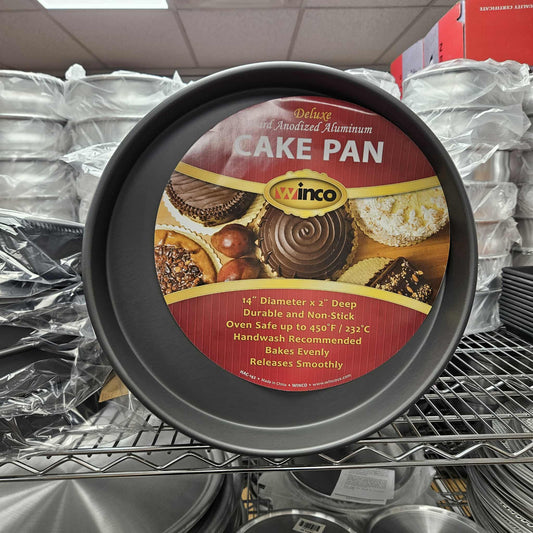 Winco 14" Round Aluminum Cake Pan - 2" Depth