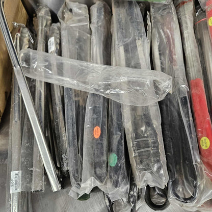 16" Stainless Steel Scalloped Tongs with Black Handle