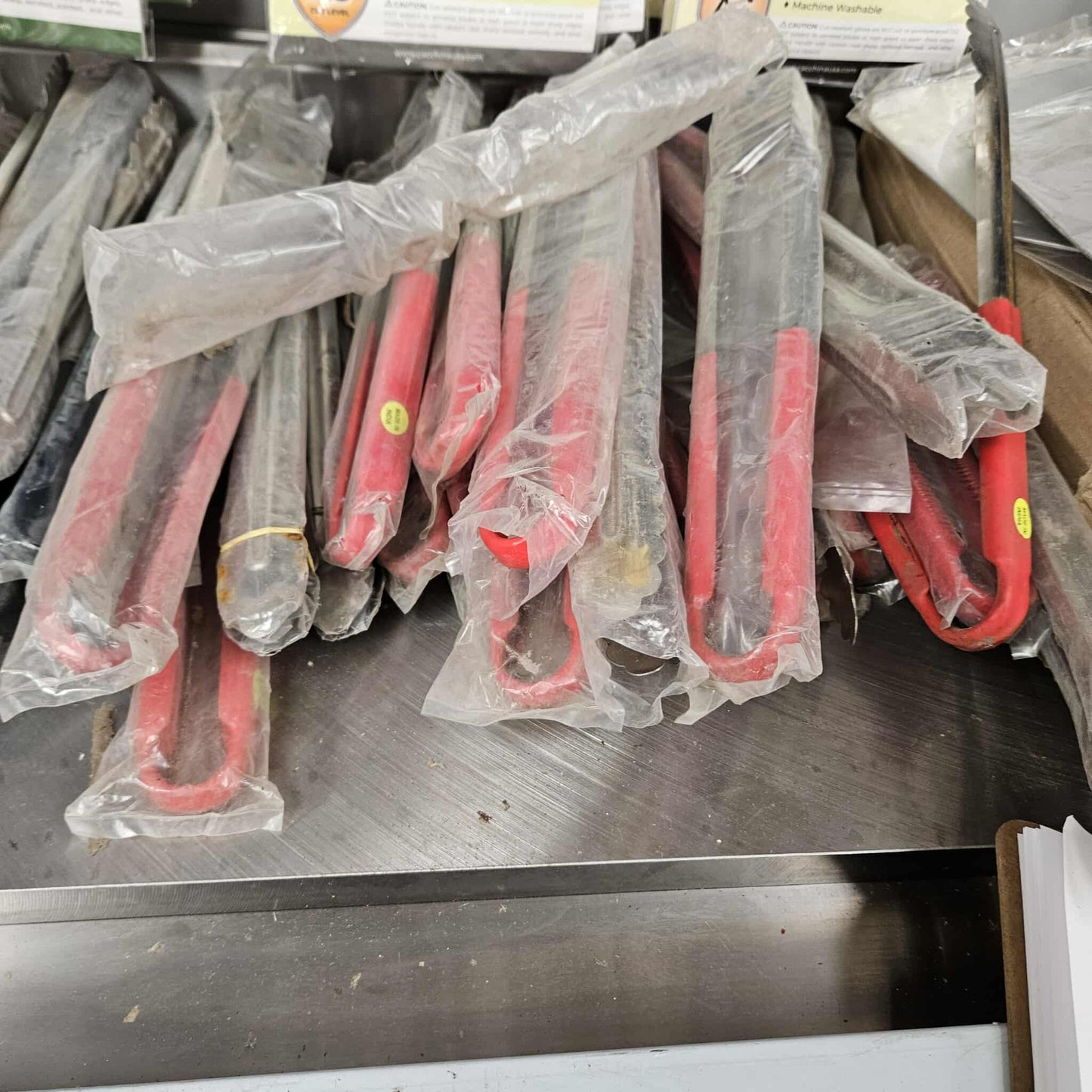 16" Stainless Steel Scalloped Tongs with Red Handle