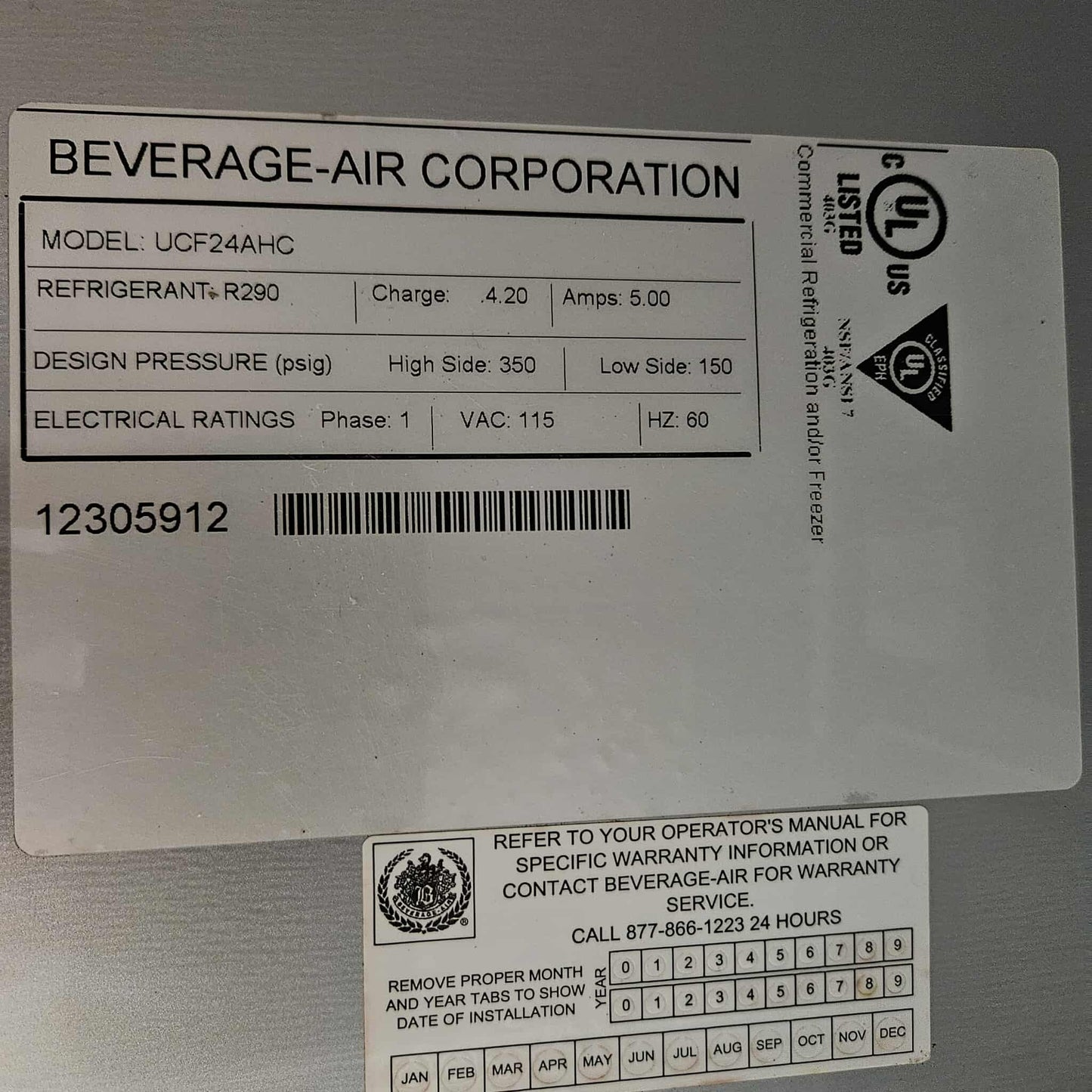 [USED] Beverage Air UCF24AHC-23 24" Low Profile Undercounter Freezer