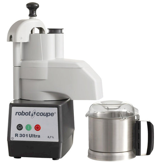 Robot Coupe R301 ULTRA Combination Food Processor with 3.5 Qt. Stainless Steel Bowl, Continuous Feed & 2 Discs