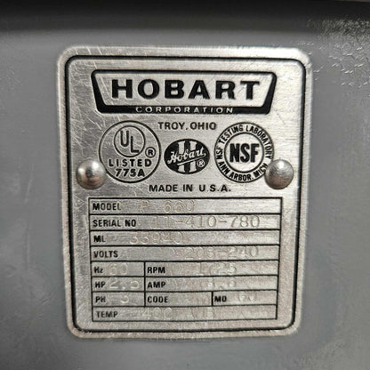 [USED] Hobart P660 60 Qt. 2-Speed 2.5 HP Pizza Dough Mixer - 208-240V/3Ph
