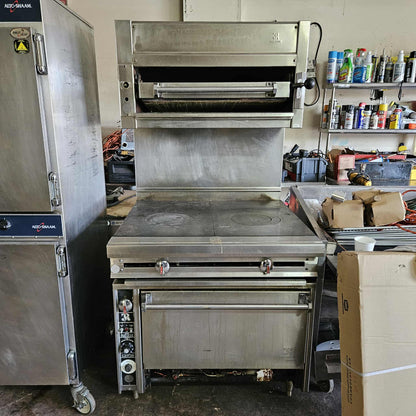 [USED] Jade Range JTRH-2FHT-36C 36" Natural Gas French Top Range w/ Convection Oven & JSB-36WM 36" Salamander Infrared Broiler