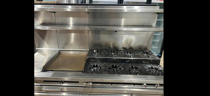 [USED] Jade Range 84" 8 Burner Step Up Range & 24" Griddle w/ Remote Refrigerated Chef Base