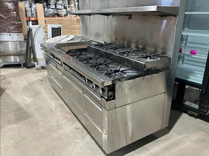 [USED] Jade Range 84" 8 Burner Step Up Range & 24" Griddle w/ Remote Refrigerated Chef Base