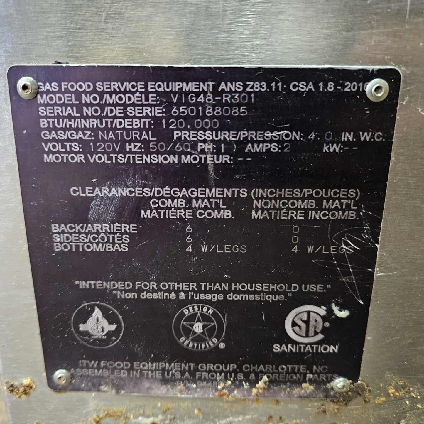 [USED] Vulcan VIG48-R3 48" Heavy Duty Chrome Top Natural Gas Griddle - 120V