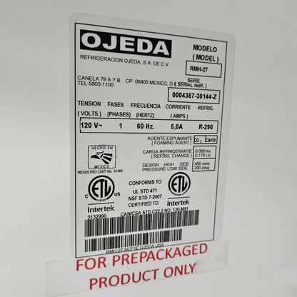 [USED] Ojeda RMH-27 30" Single Door Merchandiser Refrigerator
