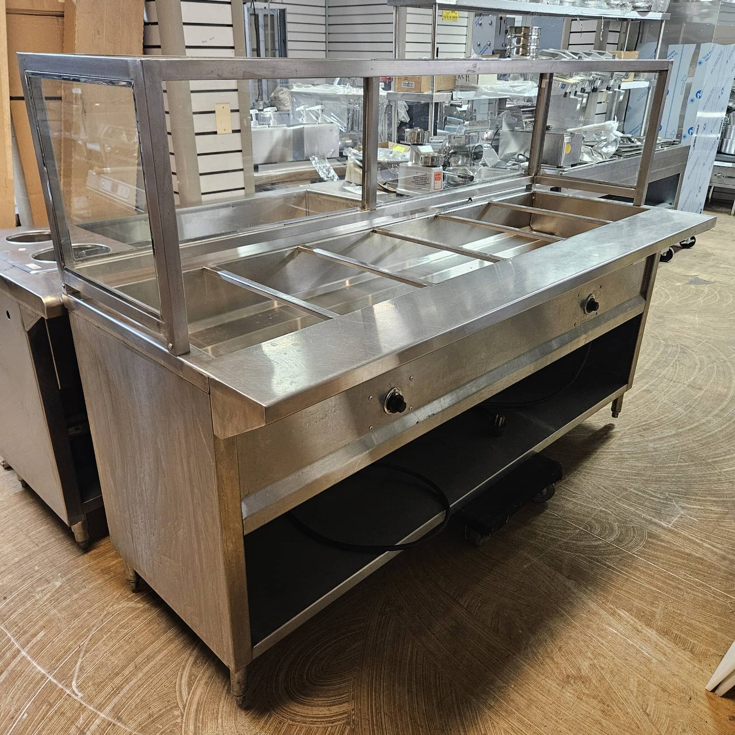 [USED] Custom 82" 6 Compartment Electric Steam Table w/ Sneeze Guard - 208V