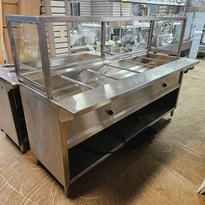 [USED] Custom 82" 6 Compartment Electric Steam Table w/ Sneeze Guard - 208V