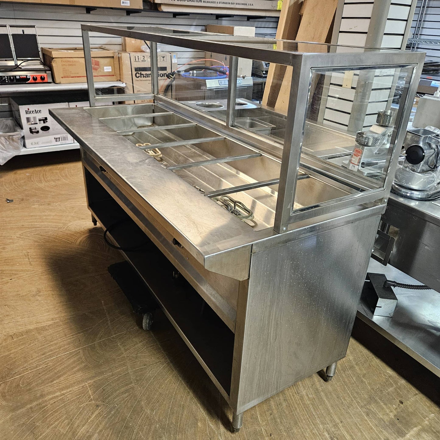 [USED] Custom 82" 6 Compartment Electric Steam Table w/ Sneeze Guard - 208V