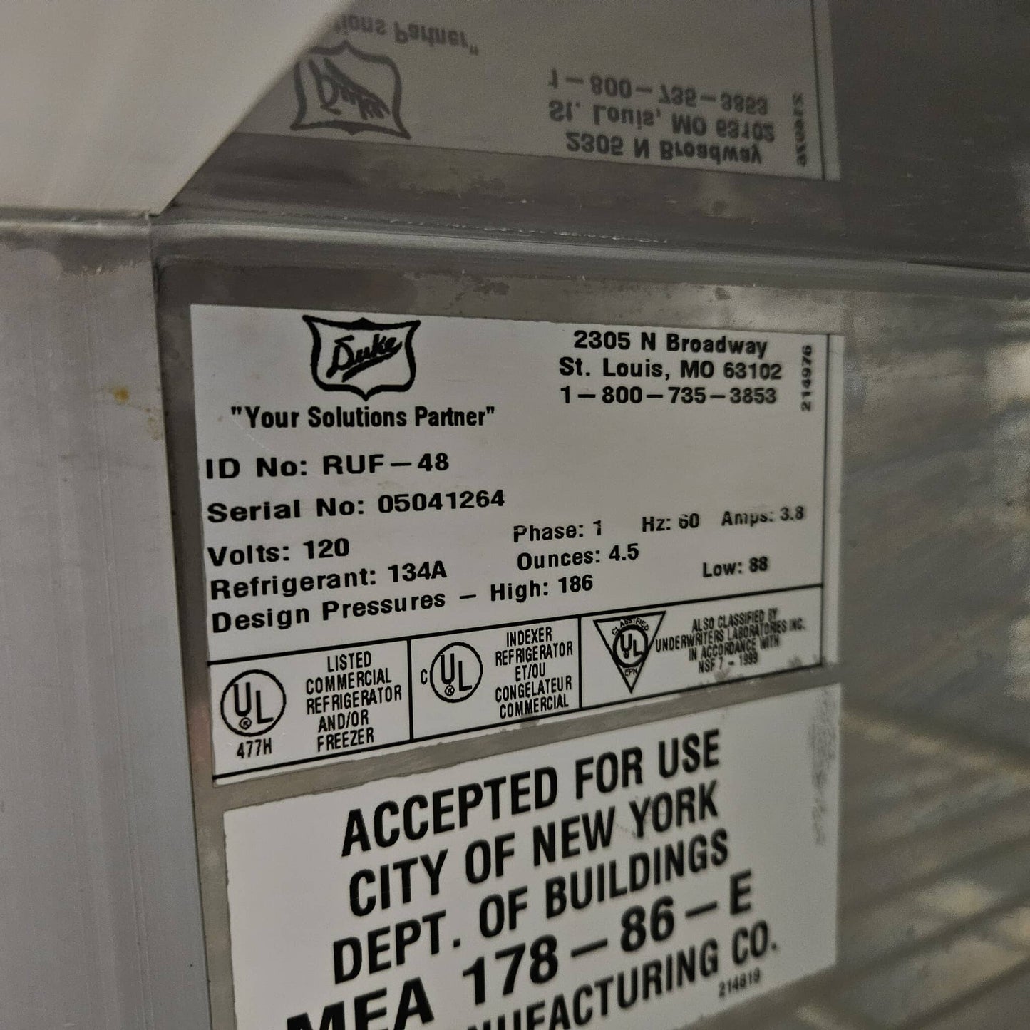 [USED] Duke RUF-48 Custom 48" Undercounter Freezer