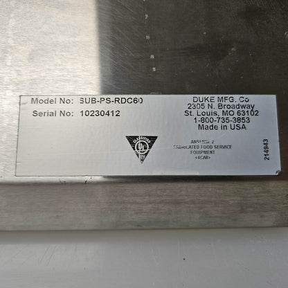 [USED] Duke SUB-CP-TC60 60" Subway Refrigerated Salad/Sandwich Serving Counter