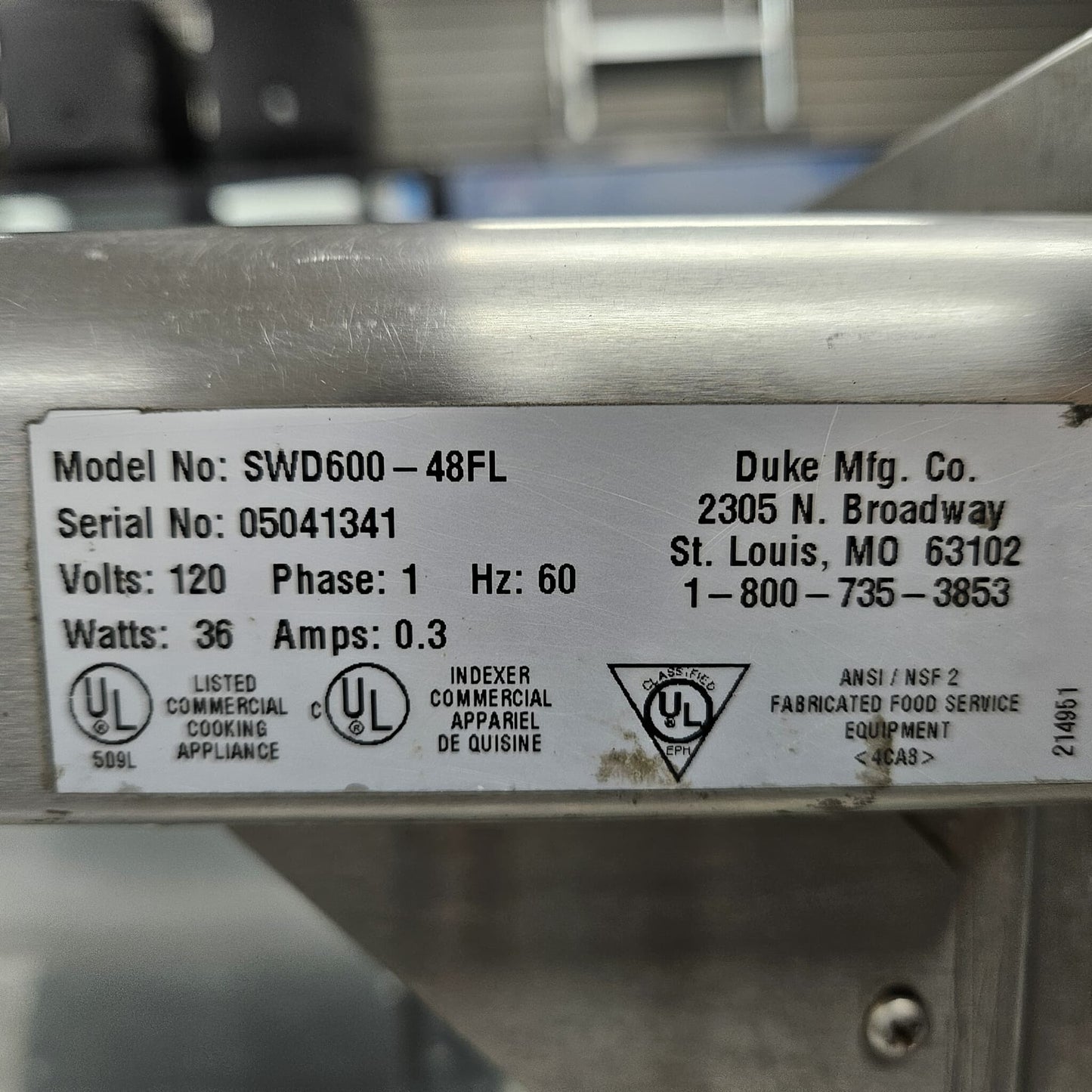 [USED] Duke SUB-CP-TC48M 48" Subway Refrigerated Salad/Sandwich Serving Counter