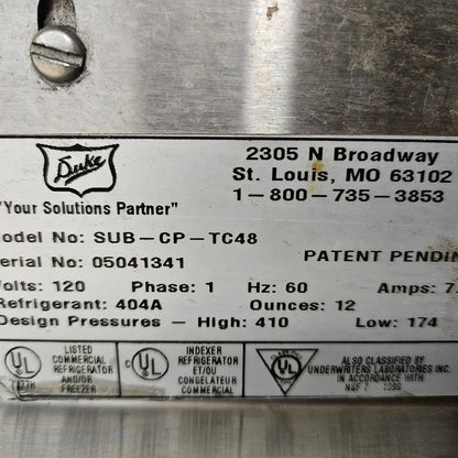 [USED] Duke SUB-CP-TC48M 48" Subway Refrigerated Salad/Sandwich Serving Counter