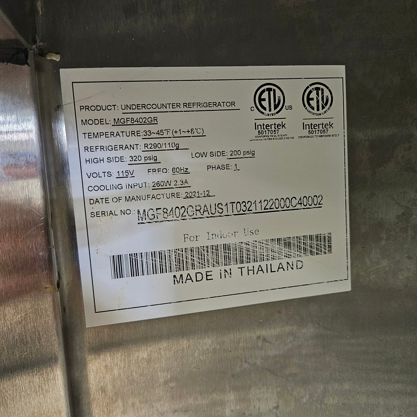 [USED] Atosa MGF8402GR 48″ Undercounter Refrigerator