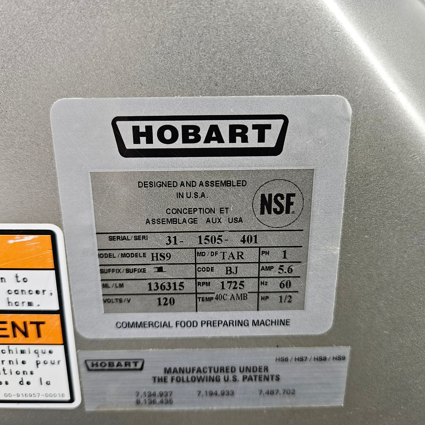 [USED] Hobart HS9-1 13" Automatic Meat & Cheese Slicer