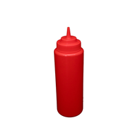 CAC China SQBT-W-32R (Pack of 6) Red Wide Mouth Squeeze Bottle - 32oz