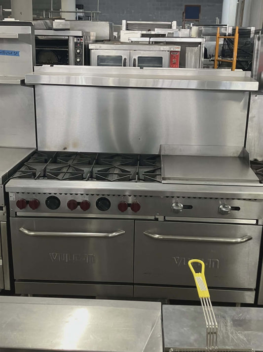 [USED] Vulcan SX60F-6B24GN 60" Natural Gas 6 Burner Gas Range w/ 24" Griddle & (2) Standard Ovens