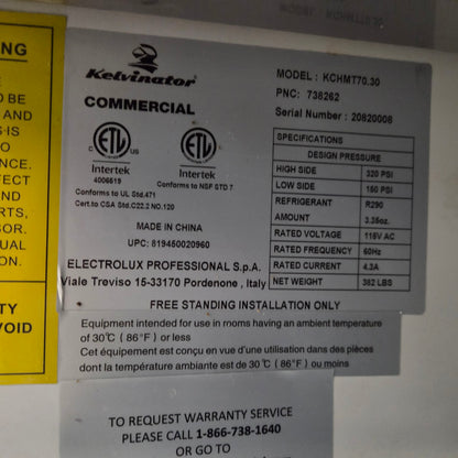 [USED] Kelvinator KCHMT70.30 72" Megatop Refrigerated Prep Table