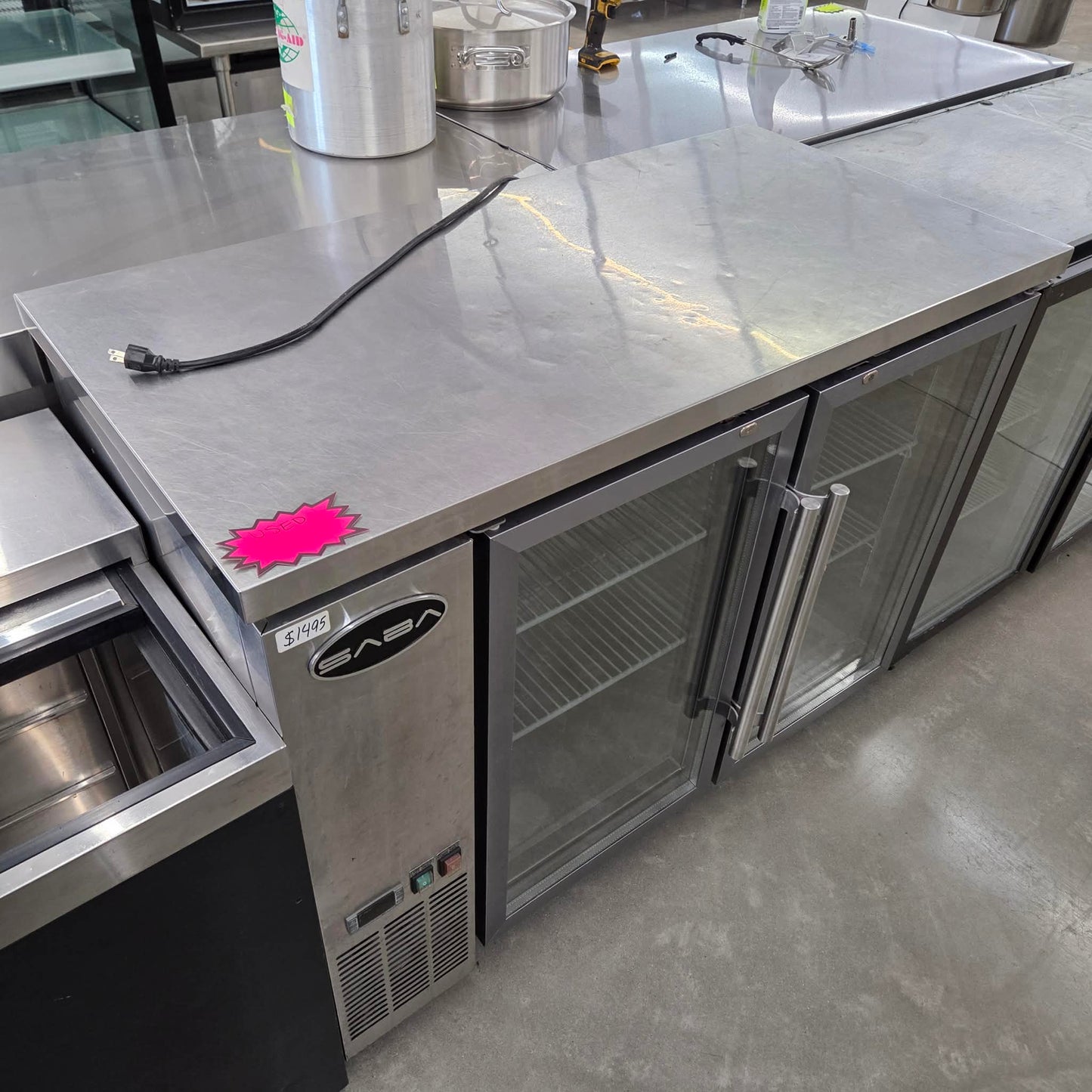[USED] SABA SBB-24-48GSS 48" Two Glass Door Back Bar Cooler Refrigerator (24" Narrow Depth)